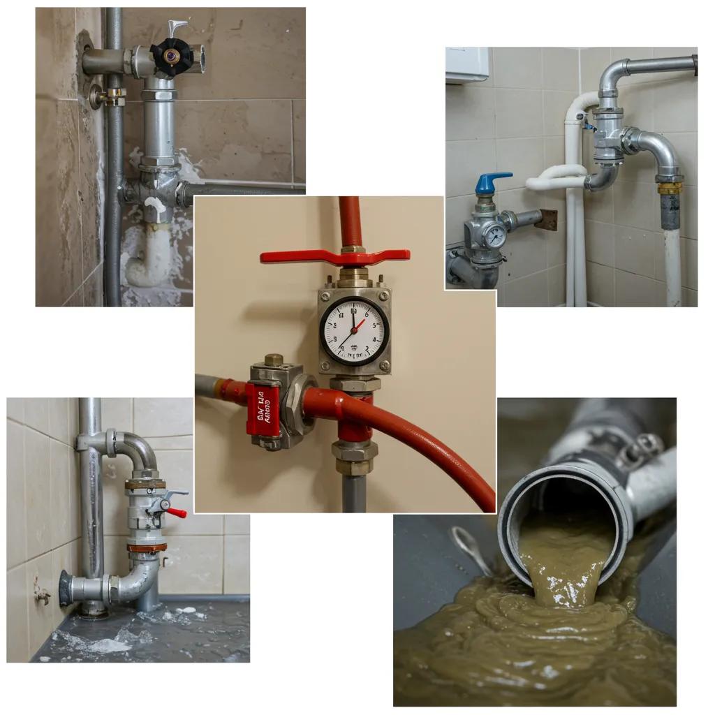 A collection of common plumbing emergencies, including burst pipes, gas leaks, and sewer backups