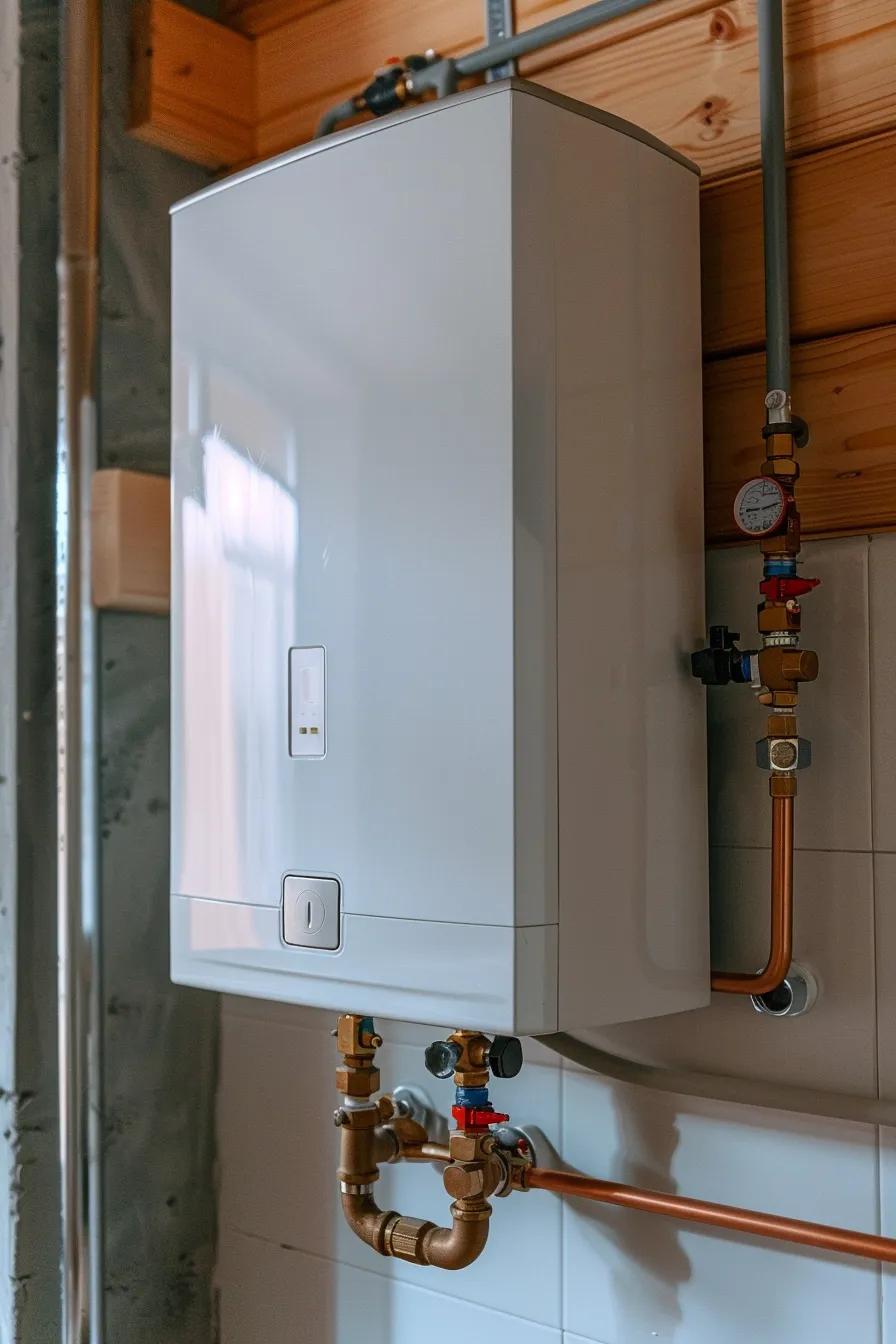 Tankless water heater in use, illustrating benefits of space-saving design and efficiency