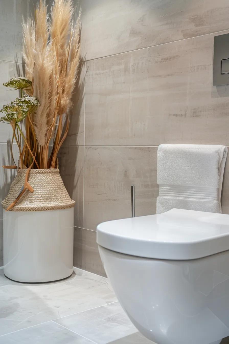 Modern bathroom showing a well-maintained toilet and repair tools