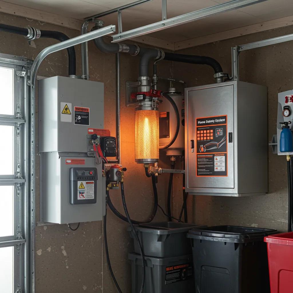 Illustration of Bradford White Defender Safety System® in a garage setting, emphasizing safety features