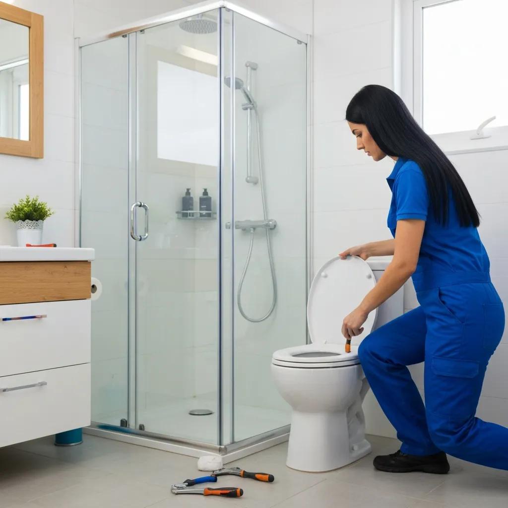 Plumber repairing a toilet in a Los Angeles home — emergency plumbing service