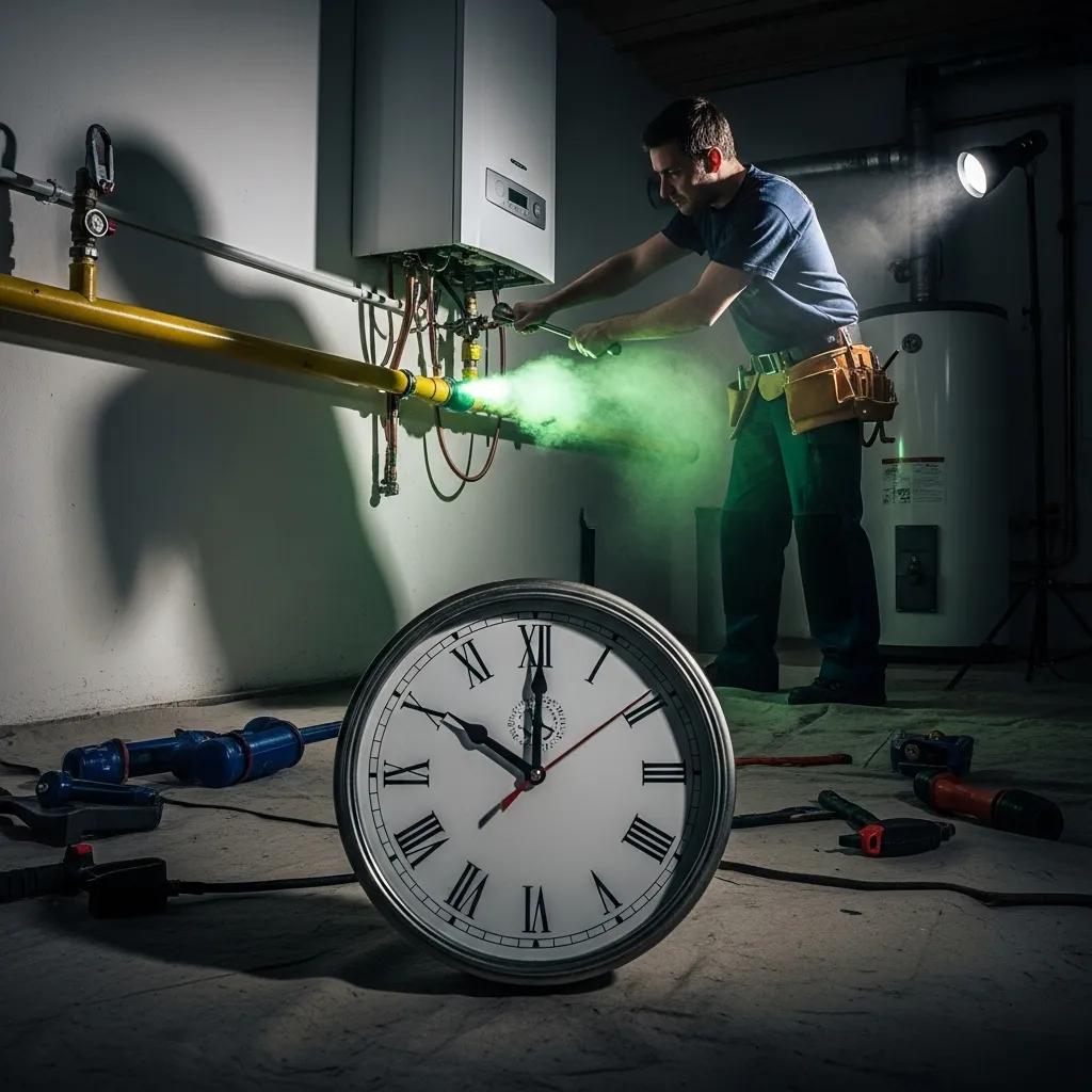 Clock representing typical emergency response windows for gas leaks