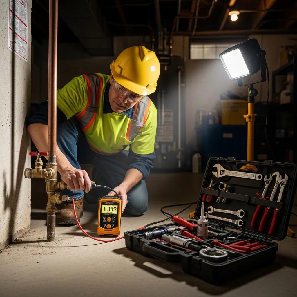 Technician responding to a gas leak emergency — fast, professional service