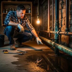 homeowner-inspecting-corroded-plumbing-pipes